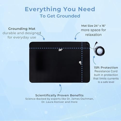 Grounding Mat for Feet, 24x16 Earthing Pad with Multimeter & Cord