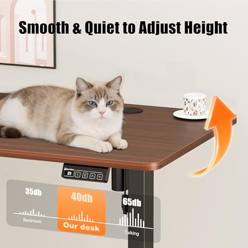 47"x24" Standing Desk, Height Adjustable Sit-Stand Home Office, Walnut