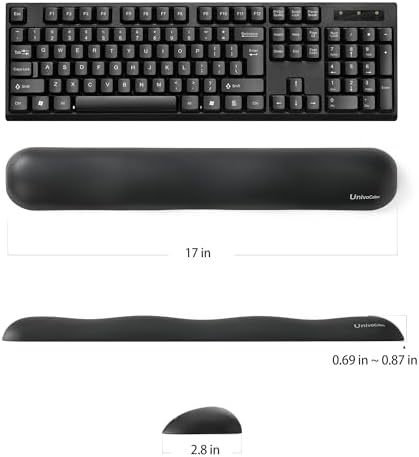 UnivoColors Design-Wave Set of Wrist Rest,Artificial Sheepskin+Memory Foam+Ergonomic+Anti-Slip Gel, Resilience Support During Work and Gaming,Keyboard Accessory,Tangerine