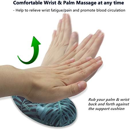 BRILA Ergonomic Memory Foam Mouse Wrist Rest Support Pad Cushion for Computer, Laptop, Office Work, PC Gaming - Massage Holes Design - Wrist Pain Relieve (Floral Leaves)