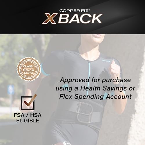 Copper Fit X-Back Brace for Lower Back Pain, Lumbar Support, Herniated Disc, Sciatica, Arthritis – Adjustable, Breathable Design - for Men and Women (Large/XLarge) (Pack of 2)