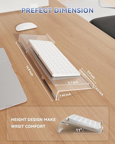 Acrylic Computer Keyboard Wrist Rest Stand for Desktop, Keyboard Riser