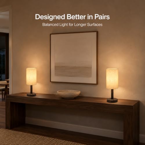 Small Rechargeable Cordless Table Lamp, Nightstand to Desk, Dark Walnut