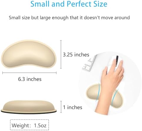 Dapesuom Mouse Wrist Rest, Ergonomic Memory Foam Mouse Wrist for Computer Desk Mats Support, PU Leather Hand Rest Pad Cushion for Gaming, Laptop, Men, Women, Pain Relief & Easy Typing, Colonial White