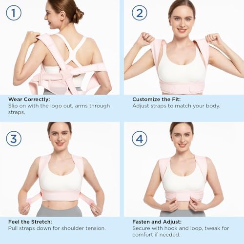 Vicorrect Posture Corrector for Women and Men: Adjustable Brace Straps for Upper Back Pain Relief and Shoulder Support