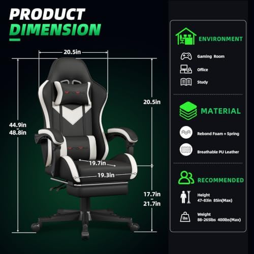 Gaming Chair Ergonomic Gamer Computer Office Chair,Footrest Lumbar Support