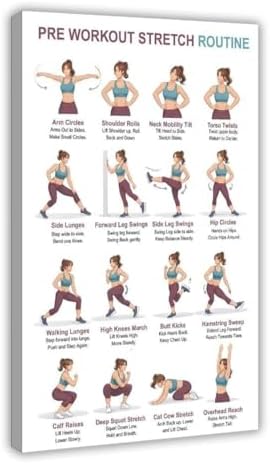 Pre Workout Stretch Routine Dynamic Warm Up Exercises Chart Standing Full Body Warm Up Before Workout Gym Canvas Poster Bedroom Decor Room Decor Frame 16x24inch