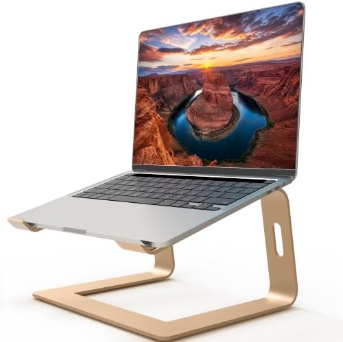 Orionstar Ergonomic Laptop Stand, Aluminum Riser, 10-15.6", Gold