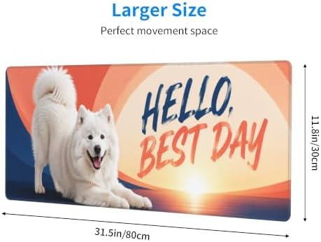 Samoyed Large Mouse Pad Mouse Pad Gaming 11.8x31.5 in Blue Coral Design
