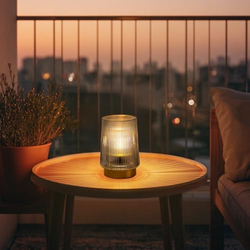 MJ PREMIER Battery Operated Lamp Small Cordless Lamp with Timer Grey
