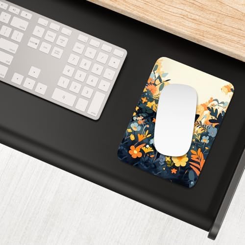 Small Mouse Pad, Mini Mouse Pad 6 x 8 Inch, Thick Rubber Waterproof Mouse Mat, Cute Mousepad for Women Men Wireless Mouse Laptops Home Office, Cute Cat in Flower