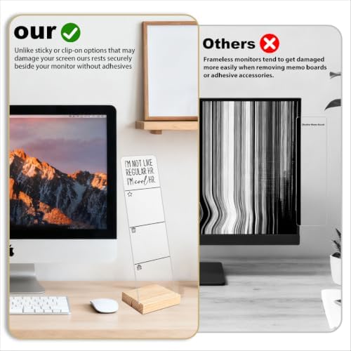 Monitor Memo Board with Removable Wooden Base Acrylic Portable Sticky Note Holder, I'm Not Like Regular Hr I m Cool Hr Acrylic Notes Sign, Office Desk Set Sticky Notes 100 Sheets
