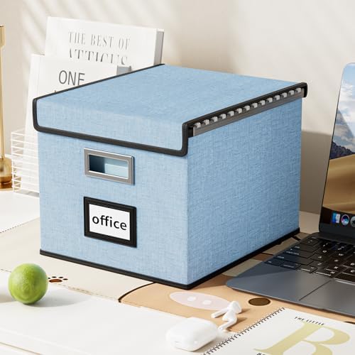 File Organizer Box with Lids, Collapsible File Folder Organizer