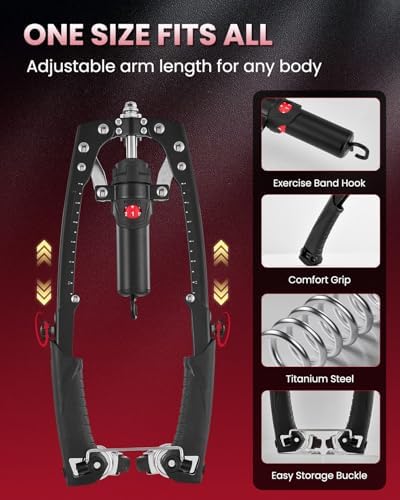 SAKER Twister Arm Trainer, Adjustable Hydraulic Home Gym Equipment for Strength Training, 22-440Lbs Chest Expander with Ab Roller Wheel, Workout Equipment for Men & Women, Arms Chest Core