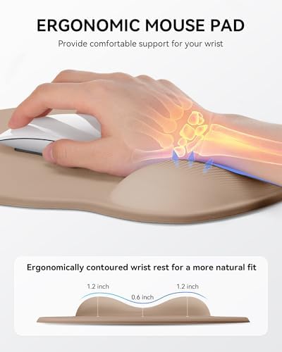 Mouse Pad with Wrist Rest for Desktop Large Ergonomic Mouse Mat(Coffee)