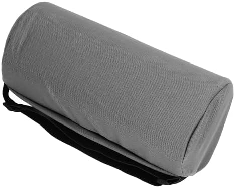 Lumbar Roller Cushion, Memory Foam Back Support with Adjustable Strap, Gray, for Beds and Office Chairs