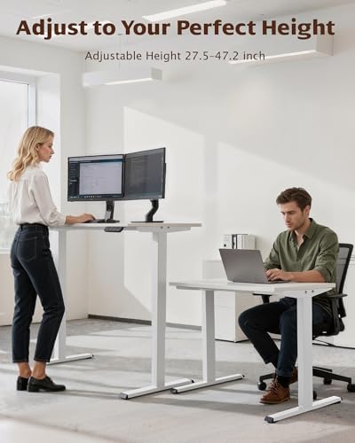 TOPSKY Dual Motor Standing Desk Frame, 225 lbs Capacity, White
