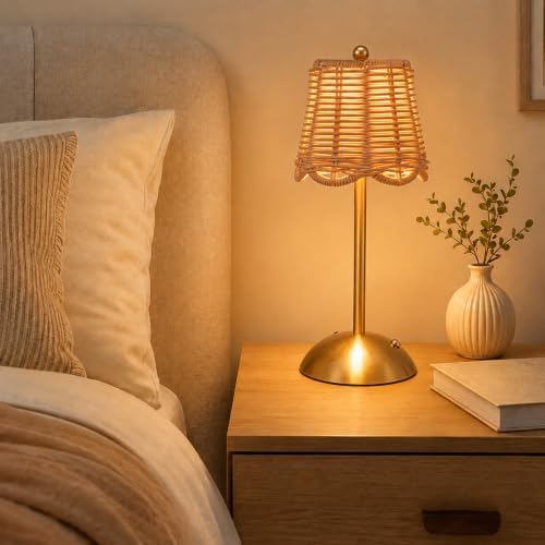 6 Pcs Cordless Table Lamp Rechargeable Touch Lamp Gold Woven