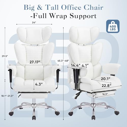 DUMOS Big and Tall Home Office Desk Chair, Executive Chair with Footrest
