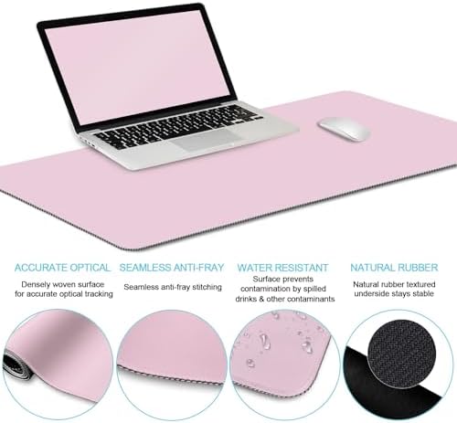 LIMKRIAN Pink Desk Mat Set, Mouse Pad with Wrist Rest & Keyboard Support