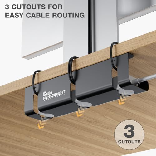 Under Desk Cable Management Tray, 2-Pack 16" Cable Raceway