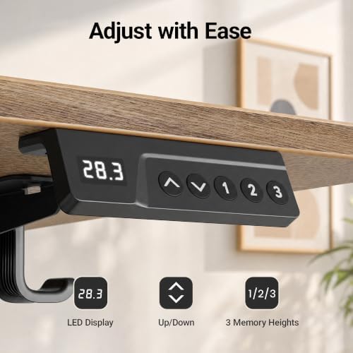 Claiks 48 x 24 Inch Rustic Brown Electric Standing Desk