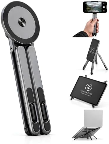 Upgraded Magnetic Laptop Stand for Desk, 4-in-1 Foldable Computer Stand, N52 Strong Magnetic Riser with Portable Holder for MacBook, iPad, Office & Travel (Gunmetal Gray)