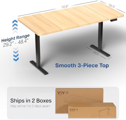 VIVO Light Wood 71 x 36 in Standing Desk, DESK-KIT-1B7C-36