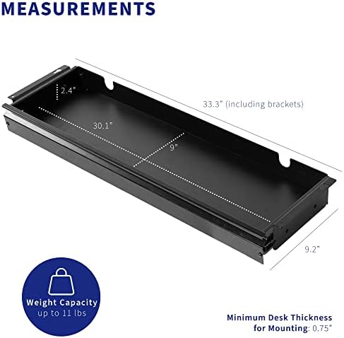VIVO Black Under Desk 33 x 9 in Slide Out Storage Drawer, DESK-DR33-B