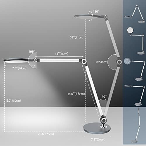Desk Lamp,Led Architect Desk Lamp,Desk Lamps for Home Office,Table lamp with Wireless Charger & Adjustable Swing Arm,Touch Control, 3 Lighting Mode,5 Brightness,Eye-Caring Office Lamp