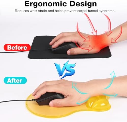 Gel Mouse Pad with Wrist Rest, Ergonomic for Laptop, Non-Slip Base