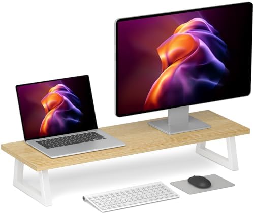 TEAMIX 31.5 inch Dual Monitor Stand Riser, Laptop/TV Stand, Desk Organizer