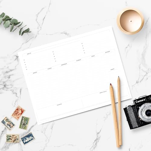 BLU MONACO Weekly Planner Notepad | Undated Planner Pad With 52 Tear-Off Sheets | Beautiful Weekly To Do List Notepad for Goals, Priorities and Task Tracking | 11” x 8.5” Desk Organizer Pad