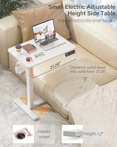 FiCiHi 28 Inch Small Electric Standing Desk, Adjustable Mobile Laptop Desk