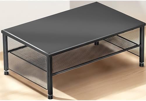 ECOLOVI 2-Tier Computer Monitor Stand Riser, Printer & Laptop Stand, Office Desk Accessories, Workspace Desk Organizer for Home Office Supplies, Black