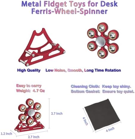 Desk-Fidget-Toys for Ferris-Wheels-Spinner: 4mins Metal Kinetic-Spinner Cool-Gadgets for Office Home School Christmas, EDC-Toy ADHD Tools Cool-Stuff Stress Relief Gift for Kid Children Teen Adult