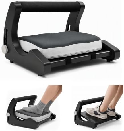 5-Level Adjustable Foot Rest Under Desk, Ergonomic Footrest with Removable Memory Foam and Massage Nodules, Sturdy Office Foot Stool and Leg Support for Work & Home, Non-Slip Base, Black