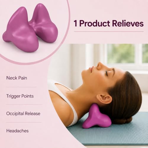 Trigger Point Neck Massager for Neck Pain Relief, Occipital Release Tool, 100% Silicone Design with Flexible Points to Relieve Deep Muscle Tension, Headaches & Tech Neck