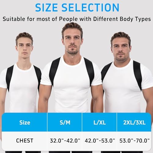 Back Brace Posture Corrector for Women Men Shoulder Support Straightener Pain Relief Upper Spine Hunchback Thoracic Device Plus Size Straps Correction Fixer Trainer Best Straight Black XX-Large/XXX-Large
