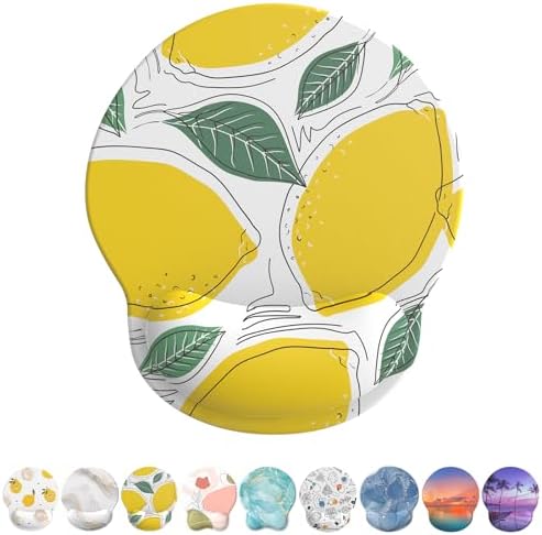 eulps Mouse Pad with Wrist Rest, Comfortable Computer Mousepad with Gel Wrist Support Smooth Surface and Non-Slip PU Base for Pain Relief, Laptop, Office & Home (Lemon)