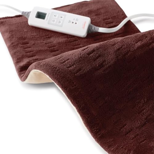 Sunbeam XL Back Neck and Shoulder Heat Therapy 12 x 24 with Auto Shut Off 6 Settings Machine-Washable Comfortable Microplush Fabric - Burgundy,(Pack of 6)
