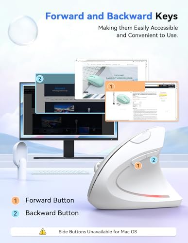 TECKNET Ergonomic Mouse Vertical Wireless with 2.4GHz USB A Receiver