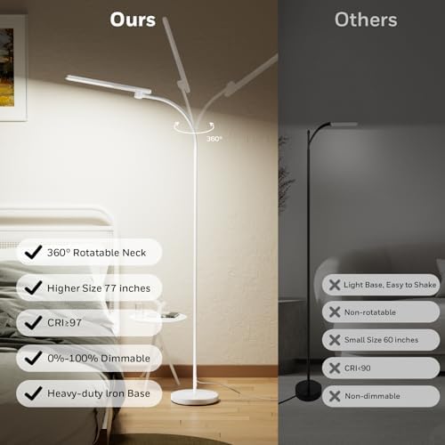 Honeywell LED Floor Lamp Dimmable Gooseneck Reading Living Room Bedroom 77"
