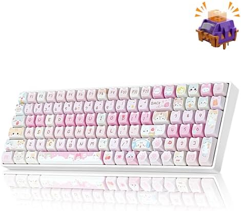 ZORNHER ZH100 Wireless Cat Mechanical Keyboard,98% Pink Cute Creamy Keyboard with Number Pad,Full Size Hot-Swappable Kitty Gaming Keyboard,Meow Meow Squad Keycaps,Clicky Blue Switches,RGB Backlit
