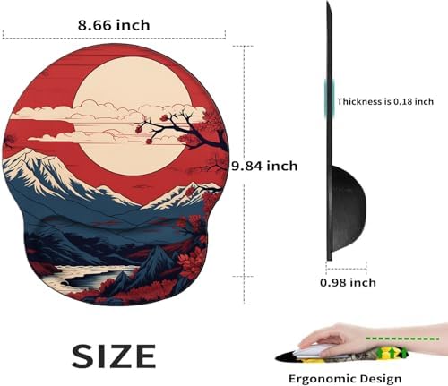 Mountain Mouse Pad with Wrist Support Setting Sun Mousepad Wrist Rest Gel Mouse Mat Sunset Cushion Mouse Pads for Computer Office Work Women Men Kids
