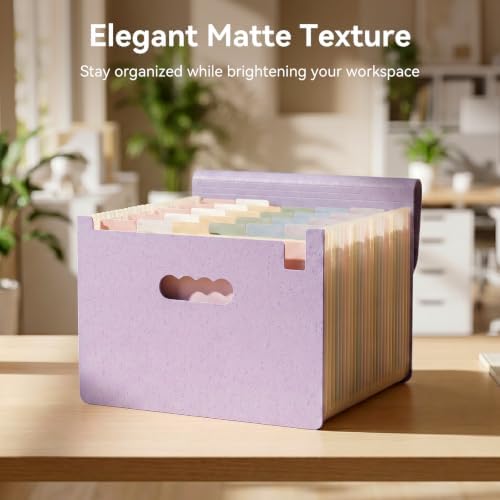 ThinkTex Accordion File Organizer, 26 Pockets File Folders, Soft Violet