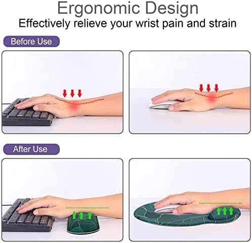 4 in 1 Mouse Pad Set with Wrist Rest for Keyboard,Desk Mat,Coaster-Leaves