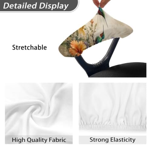 Office Chair Arm Covers Set of 2, Hummingbird Hibiscus Printed Removable Stretchable Gaming Chair Arm Rest Slipcovers, Dust-Proof Soft Elastic Computer Chair Armrest Covers, Home Decor