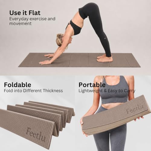 Foldable Yoga Mat, 72" x 24", 6/8/10/12mm
