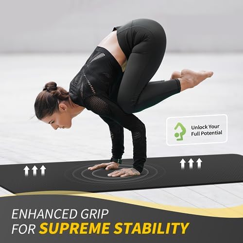 CAMBIVO Yoga Mat for Women Men Kids, 1/3 & 1/4 & 2/5 Inch Extra Thick Yoga Mat Non Slip, 72" x 24" TPE Yoga Mats, Workout Mat with Carrying Strap for Yoga, Pilates and Floor Exercises